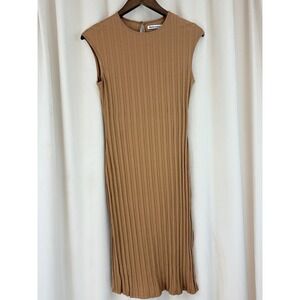 Reformation Brown Ribbed Midi-Length Bodycon Dress – Size Medium